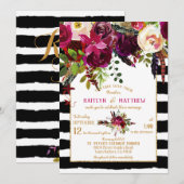 Boho Herfst Bloemen Pijl Boeket Stripe Huwelijk Kaart (Voorkant / Achterkant)