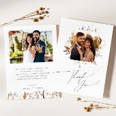 Boho Herfst Bloemen | Platte Foto Bedankkaart