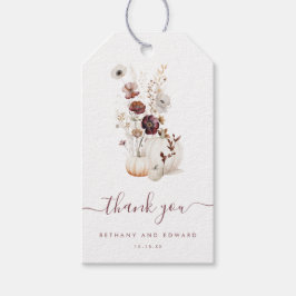Boho Herfst Bloemen Pompoen bruiloft Cadeaulabel