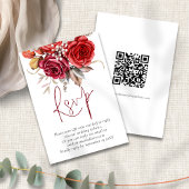 Boho Herfst Bloemen QR Code Bruiloft RSVP Kaart