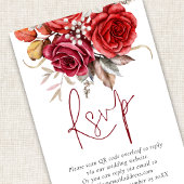 Boho Herfst Bloemen QR Code Bruiloft RSVP Kaart