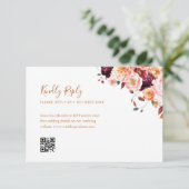 Boho herfst Bloemen QR Code RSVP Kaart (Staand voorkant)