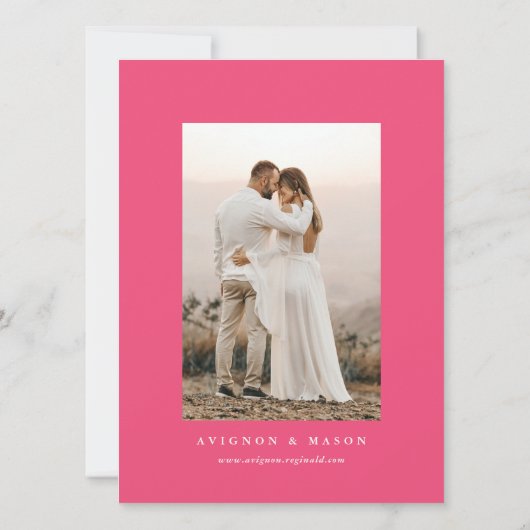 Boho Herfst Bloemen Roze Boog Foto Huwelijk Kaart (Achterkant)