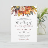 Boho Herfst Bloemen Rustiek Bloemen Bladgroen Brui Kaart (Staand voorkant)