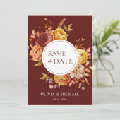 Boho Herfst Bloemen Rustiek Bloemen Bladgroen Brui Kaart (Staand voorkant)