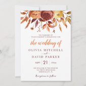 Boho Herfst Bloemen Rustiek Bloemen Bladgroen Brui Kaart (Voorkant)