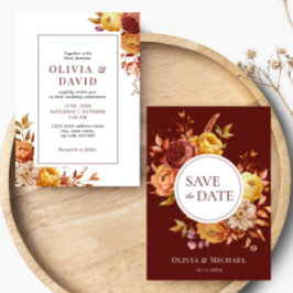 Boho Herfst Bloemen Rustiek Bloemen Bladgroen Brui Kaart