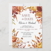 Boho Herfst Bloemen Rustiek Bloemen Bruiloft Kaart (Voorkant)