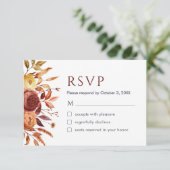 Boho Herfst Bloemen Rustieke Bloemen Foliage RSVP- Bedankkaart (Staand voorkant)