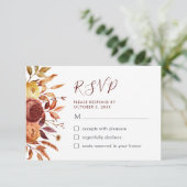 Boho Herfst Bloemen Rustieke Bloemen Foliage RSVP- Bedankkaart (Staand voorkant)