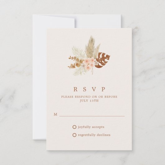 Boho Herfst Bloemen Rustieke Bruiloft RSVP (Voorkant)