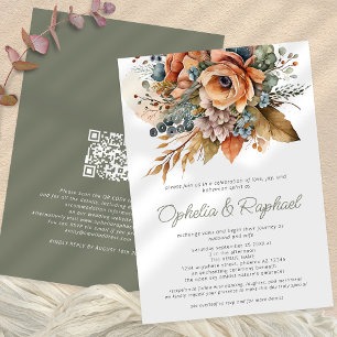 Boho Herfst Bloemen Sage Bohemian Bruiloft Kaart