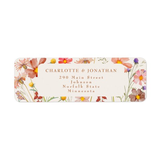 Boho Herfst Bloemen Terracotta Beige bruiloft Etiket (Voorkant)