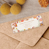 Boho Herfst Bloemen Terracotta Beige bruiloft Etiket