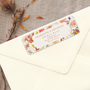 Boho Herfst Bloemen Terracotta Beige Trouwfeest Etiket
