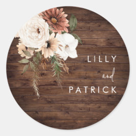 Boho Herfst Bloemen Terracotta Bruiloft Rustiek Ho Ronde Sticker