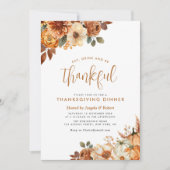 Boho herfst Bloemen Thanksgiving Diner Kaart (Voorkant)