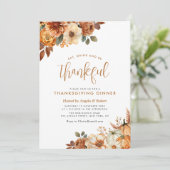 Boho herfst Bloemen Thanksgiving Diner Kaart (Staand voorkant)