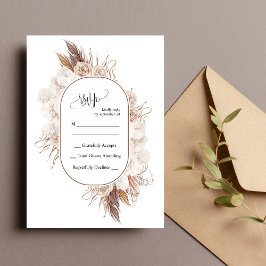 Boho Herfst Bloemen Trouw RSVP Kaart