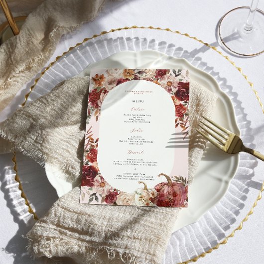 Boho Herfst Bloemen Trouwmenu Menu