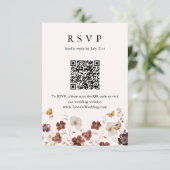 Boho Herfst Bloemen Vlinder Huwelijk QR Code RSVP Kaartje (Staand voorkant)