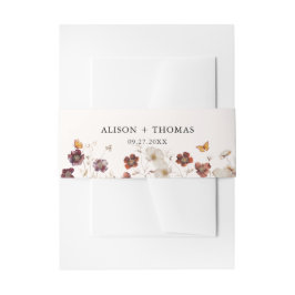 Boho Herfst Bloemen Vlinderbruiloft Uitnodigingen Wikkel