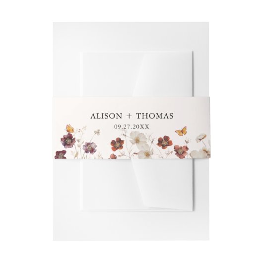 Boho Herfst Bloemen Vlinderbruiloft Uitnodigingen Wikkel (Voorkant Voorbeeld)