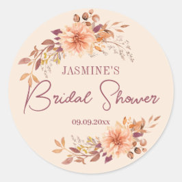 Boho Herfst Bloemen Vrijgezellenfeest Favor Ronde Sticker