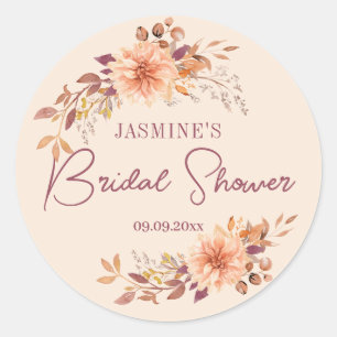 Boho Herfst Bloemen Vrijgezellenfeest Favor Ronde Sticker