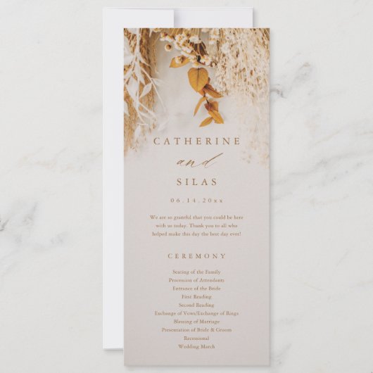 Boho Herfst Bloemen Wedding Programma (Voorkant)