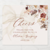 Boho Herfst Bloemen Witte Boog Wedding Bier Etiket (Enkel label)