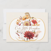 Boho Herfst Bloemen Witte Pompoen Baby shower Save The Date (Voorkant)