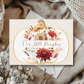 Boho Herfst Bloemen Witte Pompoen Baby shower Save The Date