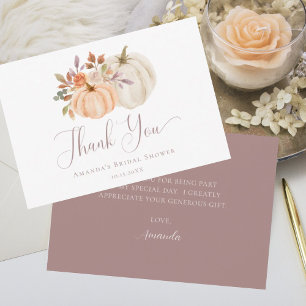 Boho Herfst Bloemen Witte Pompoen Vrijgezellenfees Bedankkaart