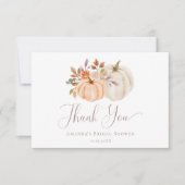 Boho Herfst Bloemen Witte Pompoen Vrijgezellenfees Bedankkaart (Voorkant)