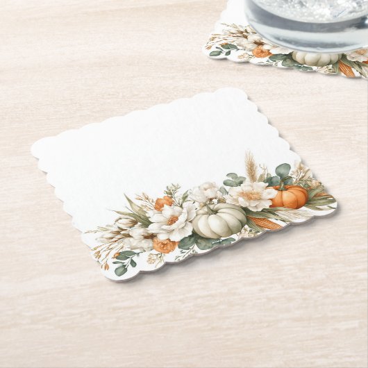 Boho Herfst Bloemenarrangement Kartonnen Onderzetters (Gebogen)