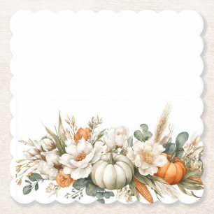 Boho Herfst Bloemenarrangement Kartonnen Onderzetters