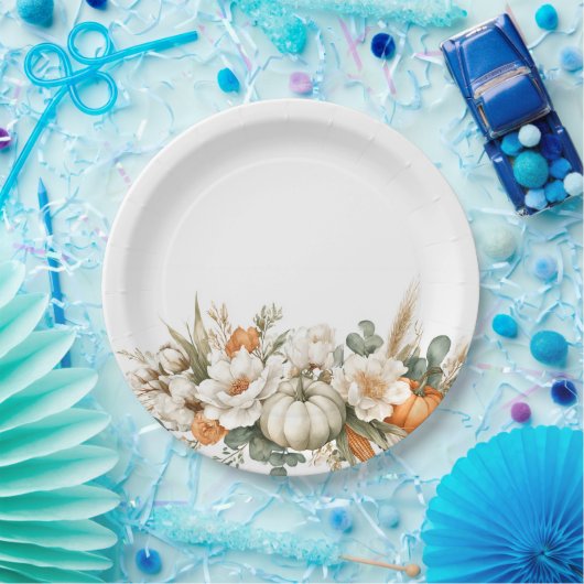 Boho Herfst Bloemenarrangement Papieren Bordje (Feest)