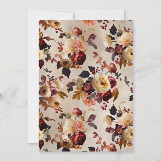 Boho herfst bloemenbruids douche uitnodiging (Achterkant)