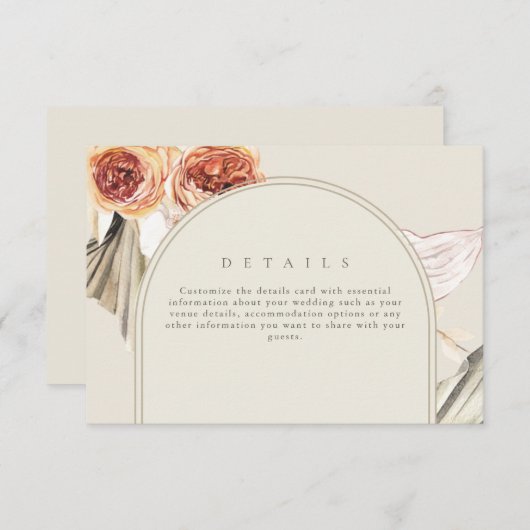 Boho Herfst Bloemenbruiloft Digitale Details Kaart (Voorkant / Achterkant)