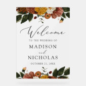 Boho herfst bloemenbruiloft welkom Frosted Acryl Bord (Voorkant)