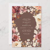 Boho Herfst Bloemencrème Bourgondië repetitie dine Kaart (Voorkant)