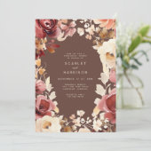 Boho Herfst Bloemencrème Bourgondië repetitie dine Kaart (Staand voorkant)