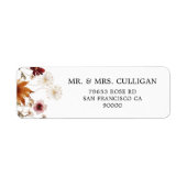 Boho herfst bloemendecoratie retouradres envelop etiket (Voorkant)