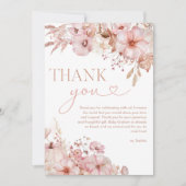 Boho herfst bloemenkleuren pompoen baby shower bedankkaart (Voorkant)