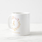 Boho herfst bloemenkrans | Gepersonaliseerde naam Koffiemok (Voorkant links)