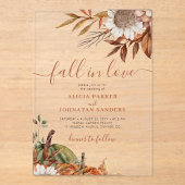 Boho herfst bloemenroest terracotta verlaat bruilo acryl uitnodigingen (Voorkant)