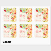 Boho herfst bloemenschildering waterverf bruidsdou vierkante sticker (Vel)