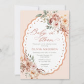 Boho herfst bloemige baby in bloei babyshower kaart (Voorkant)