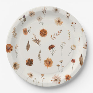 Boho Herfst Bloemige Baby Shower Papieren Bordje